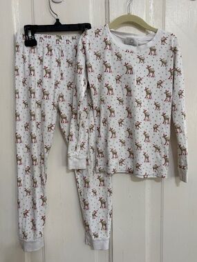 The Proper Peony Reindeer Christmas Pajama Set size 7